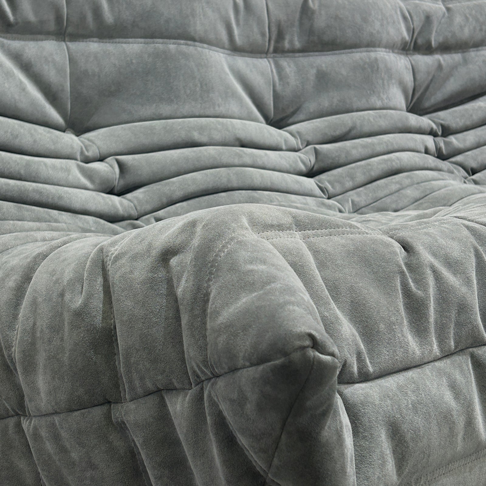 Ligne Roset Light Grey Three Seater Alcantara Togo Sofa by Michel Ducaroy