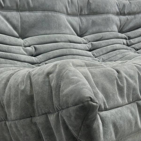 Ligne Roset Light Grey Three Seater Alcantara Togo Sofa by Michel Ducaroy
