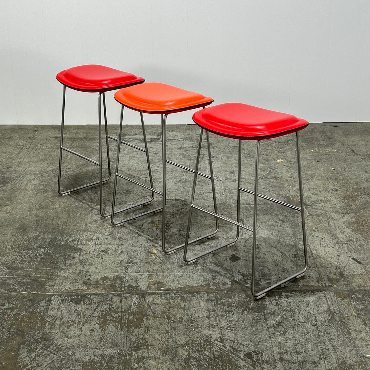 Cappellini Red Hi Pad Bar Stool by Jasper Morrison, Set of Two