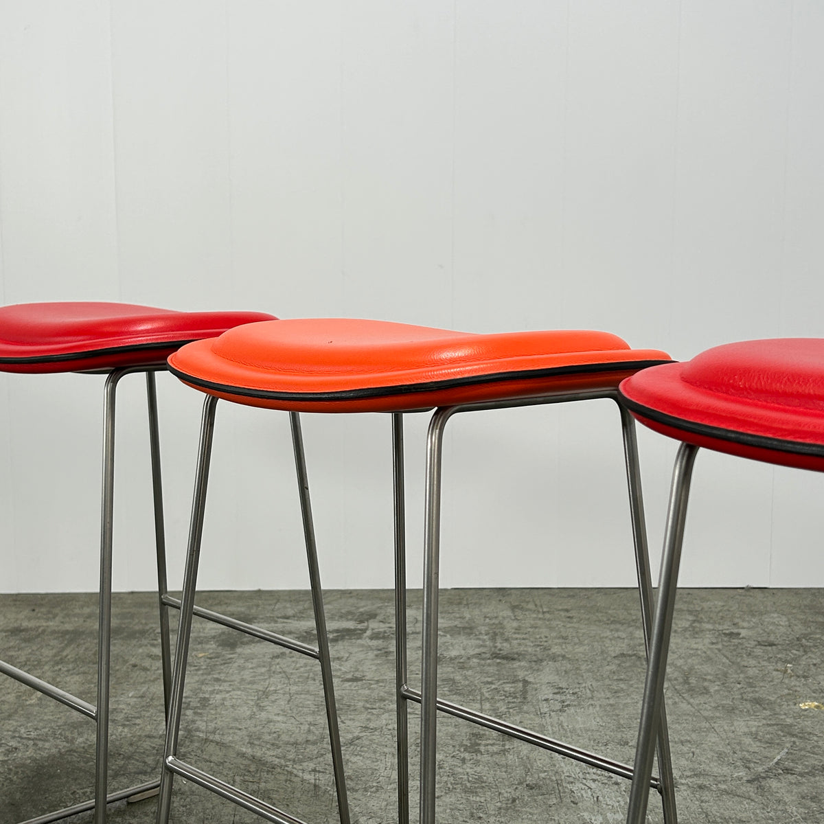 Cappellini Red Hi Pad Bar Stool by Jasper Morrison, Set of Two