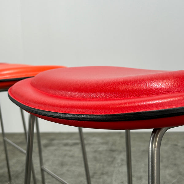 Cappellini Red Hi Pad Bar Stool by Jasper Morrison, Set of Two