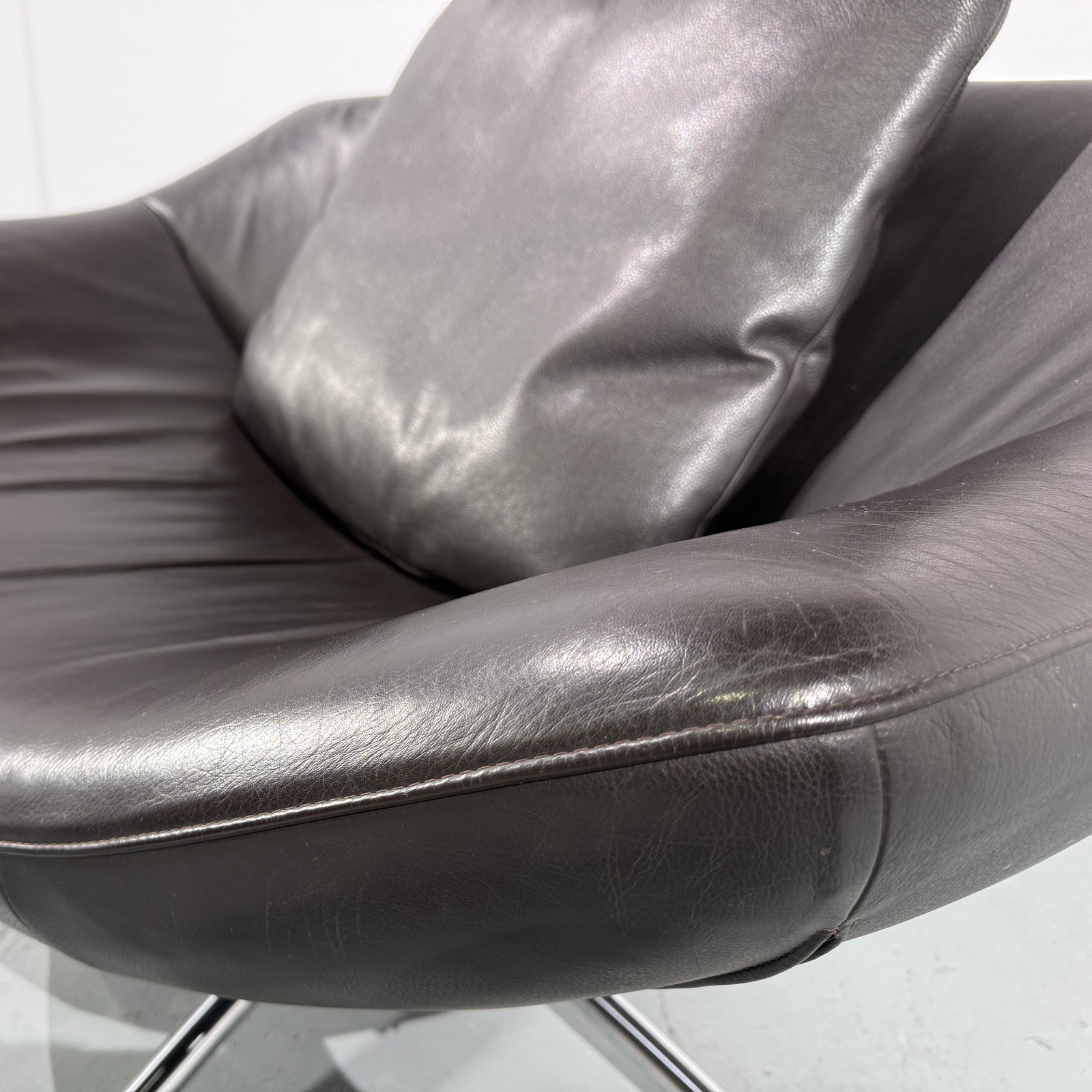 Label Gigi Leather Swivel Chair & Footstool by Gerard Van Den Berg