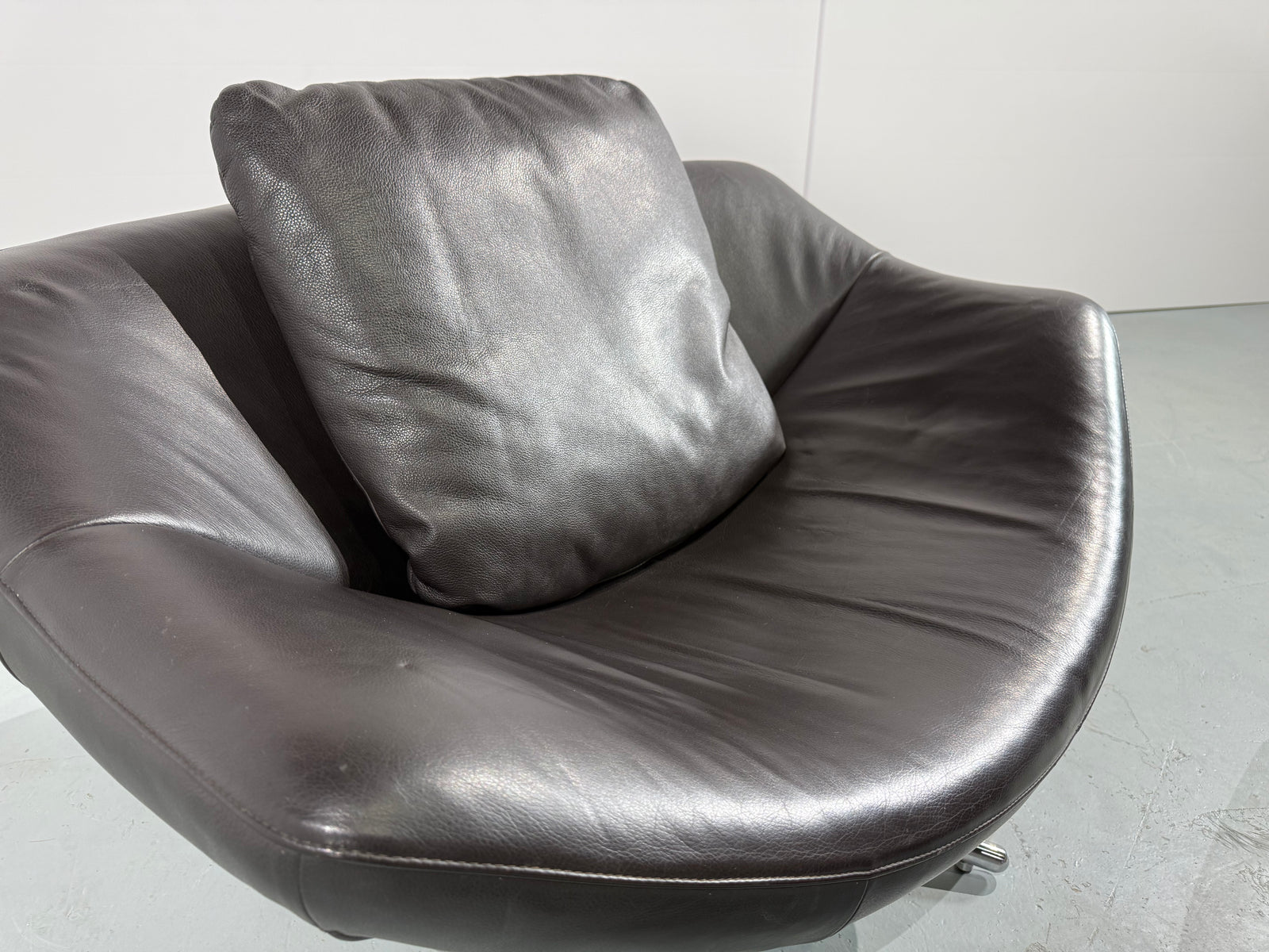 Label Gigi Leather Swivel Chair & Footstool by Gerard Van Den Berg
