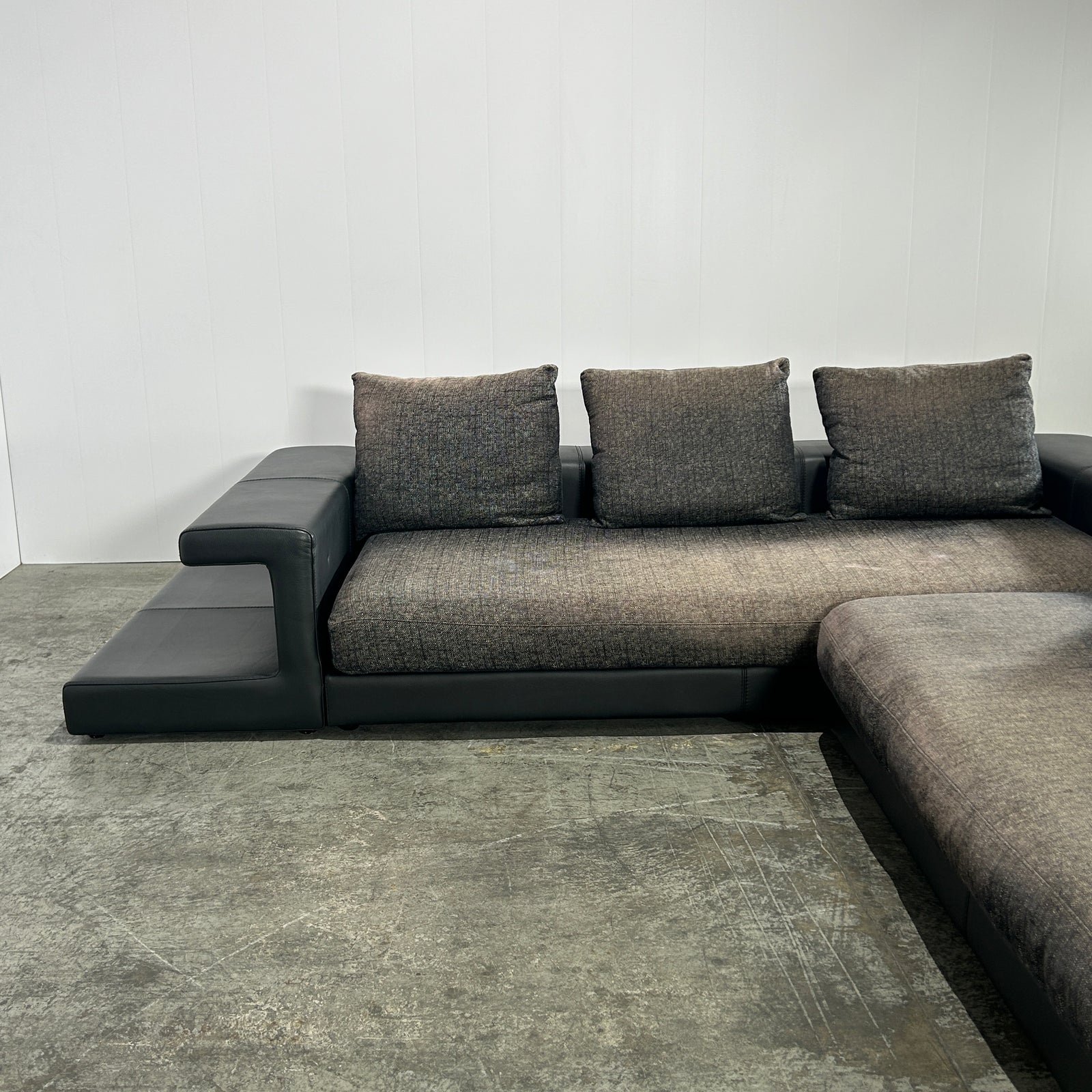 Roche Bobois Memento Sectional Sofa and Leather Side Bookcases