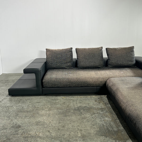 Roche Bobois Memento Sectional Sofa and Leather Side Bookcases