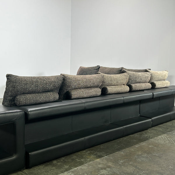 Roche Bobois Memento Sectional Sofa and Leather Side Bookcases