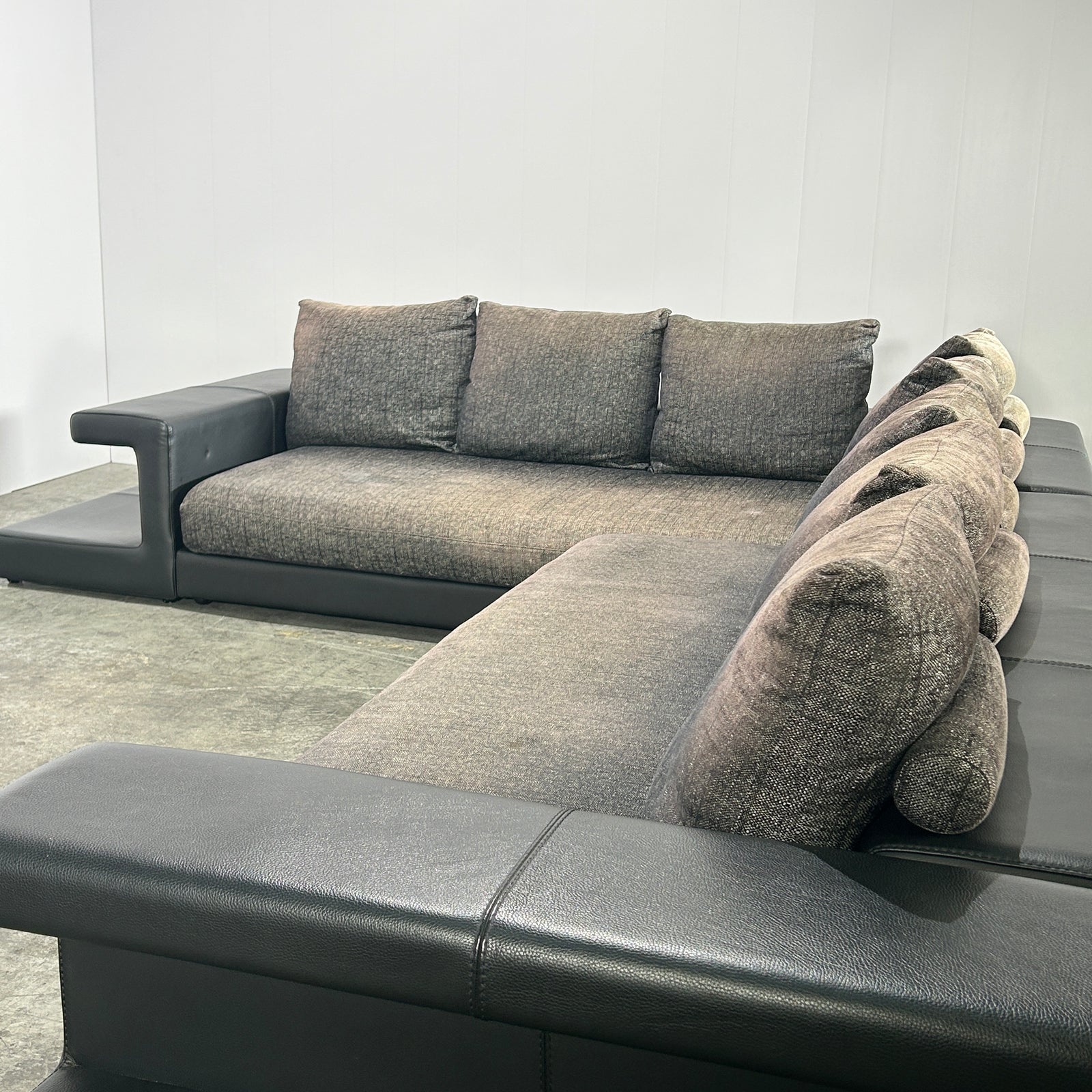 Roche Bobois Memento Sectional Sofa and Leather Side Bookcases