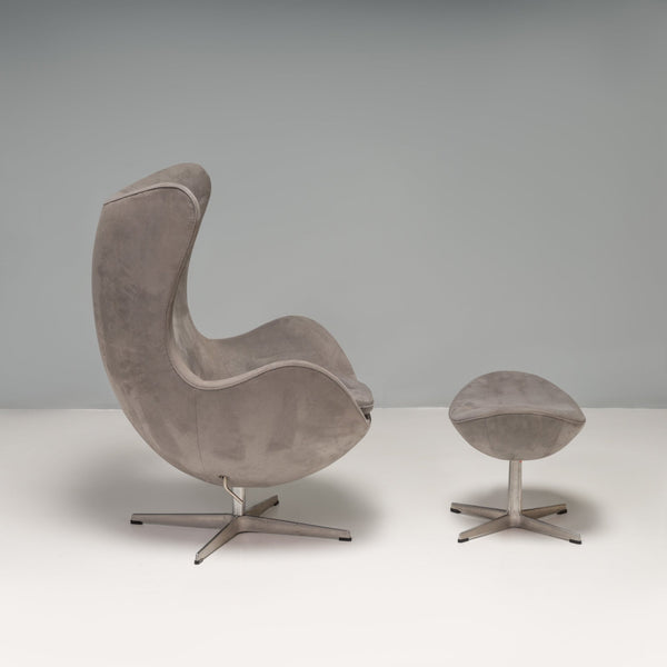 Arne Jacobsen for Fritz Hansen Grey Suede Egg Chair & Footstool @ REHAUS