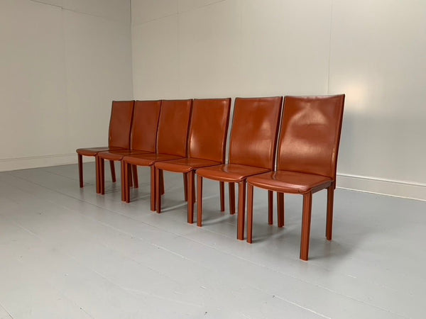 Arper Dining Chairs - In Brown Saddle Leather, Set of Six @ REHAUS