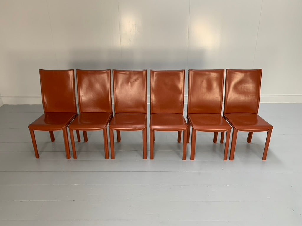 Arper Dining Chairs - In Brown Saddle Leather, Set of Six @ REHAUS