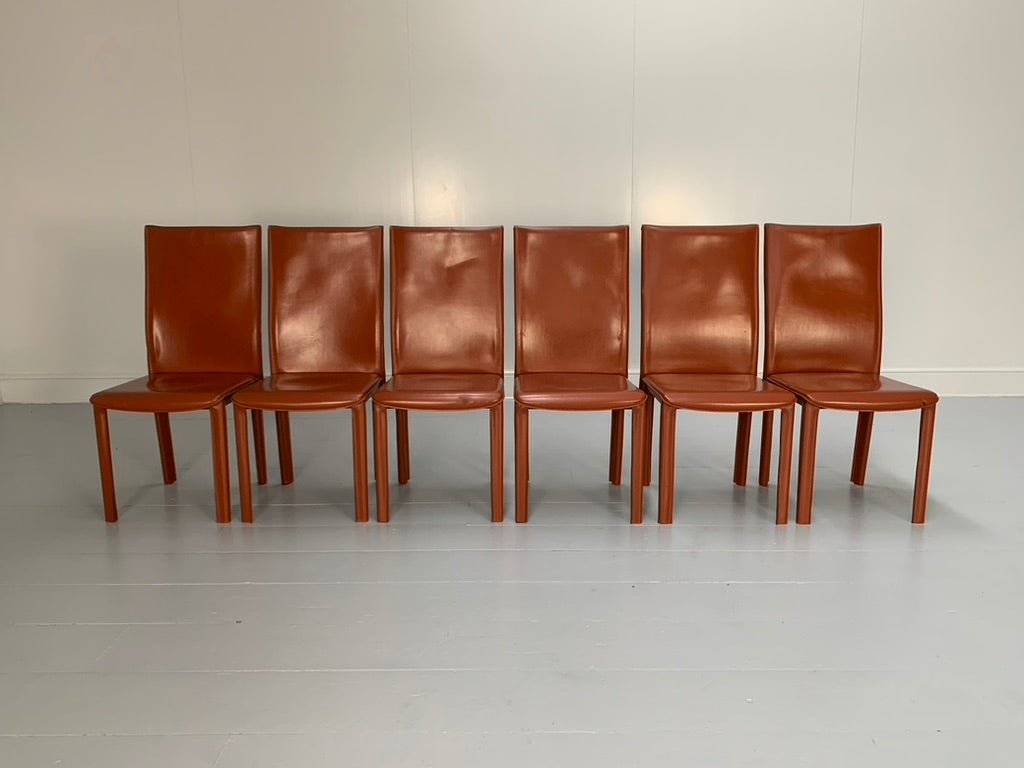 Arper Dining Chairs - In Brown Saddle Leather, Set of Six @ REHAUS