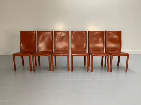 Arper Dining Chairs - In Brown Saddle Leather, Set of Six @ REHAUS