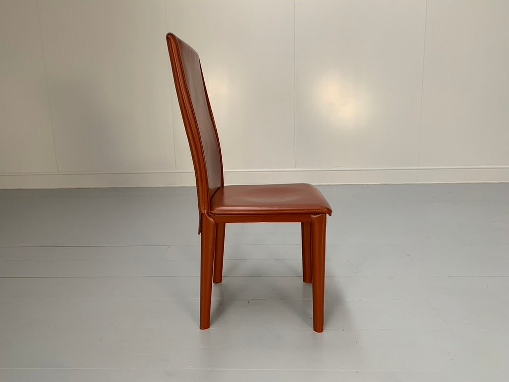 Arper Dining Chairs - In Brown Saddle Leather, Set of Six @ REHAUS