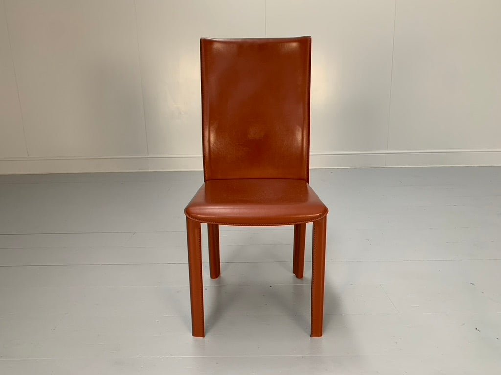 Arper Dining Chairs - In Brown Saddle Leather, Set of Six @ REHAUS
