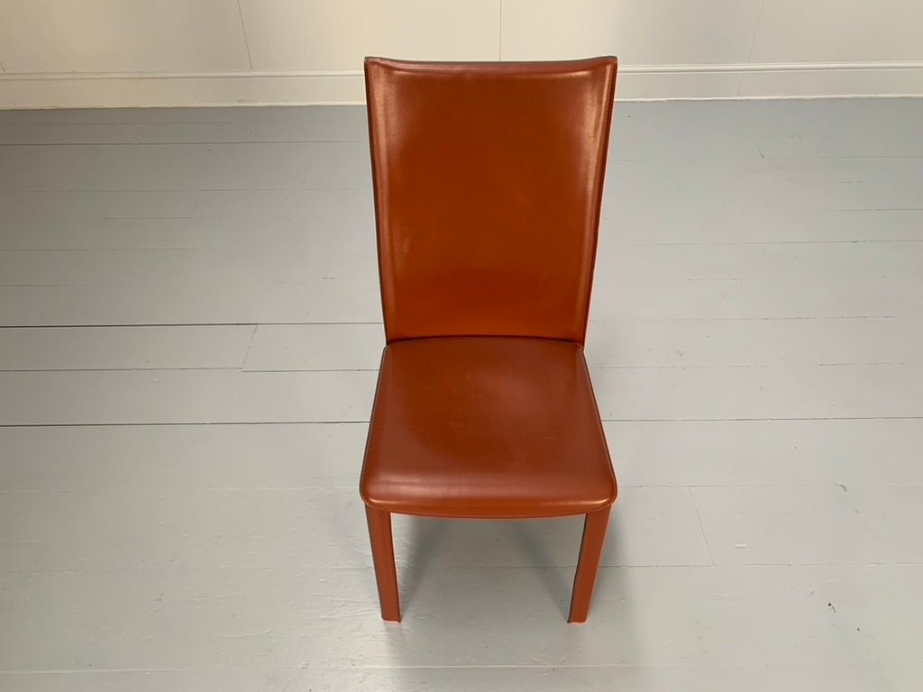 Arper Dining Chairs - In Brown Saddle Leather, Set of Six @ REHAUS