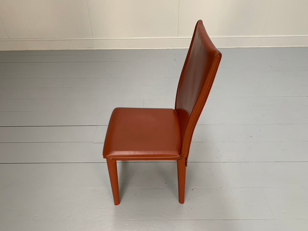 Arper Dining Chairs - In Brown Saddle Leather, Set of Six @ REHAUS