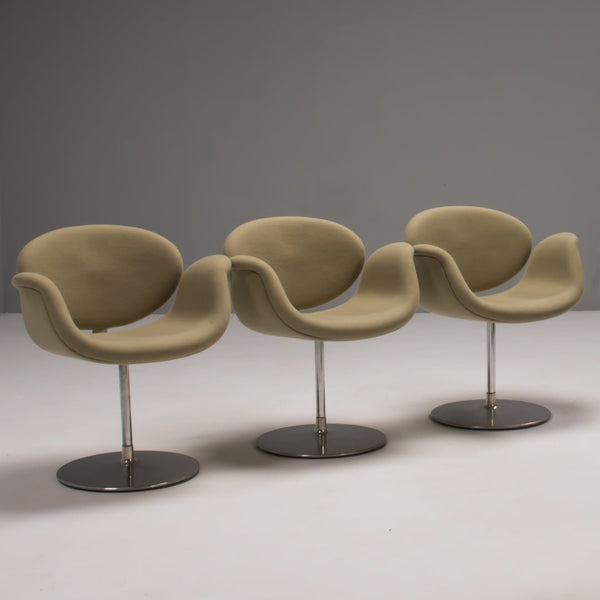 Artifort by Pierre Paulin Green Fabric Little Tulip Swivel Chair, Set of Three @ REHAUS