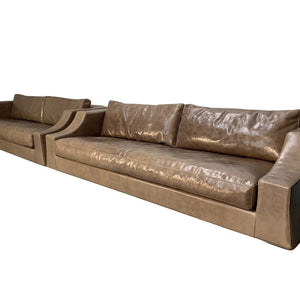 Baxter of Italy 4 - Seat Sofas - In Grey Brown Tuscany Leather, Set of 2 @ REHAUS