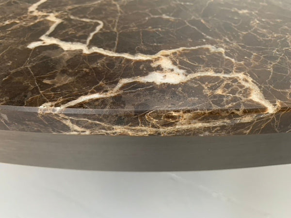 Baxter of Italy Gilbert Round Circular Dining Table - In Emperador Marble @ REHAUS