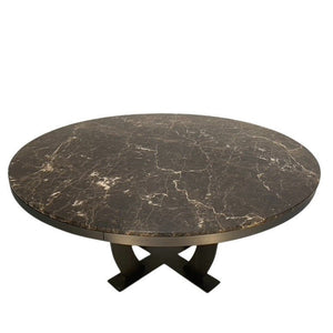 Baxter of Italy Gilbert Round Circular Dining Table - In Emperador Marble @ REHAUS