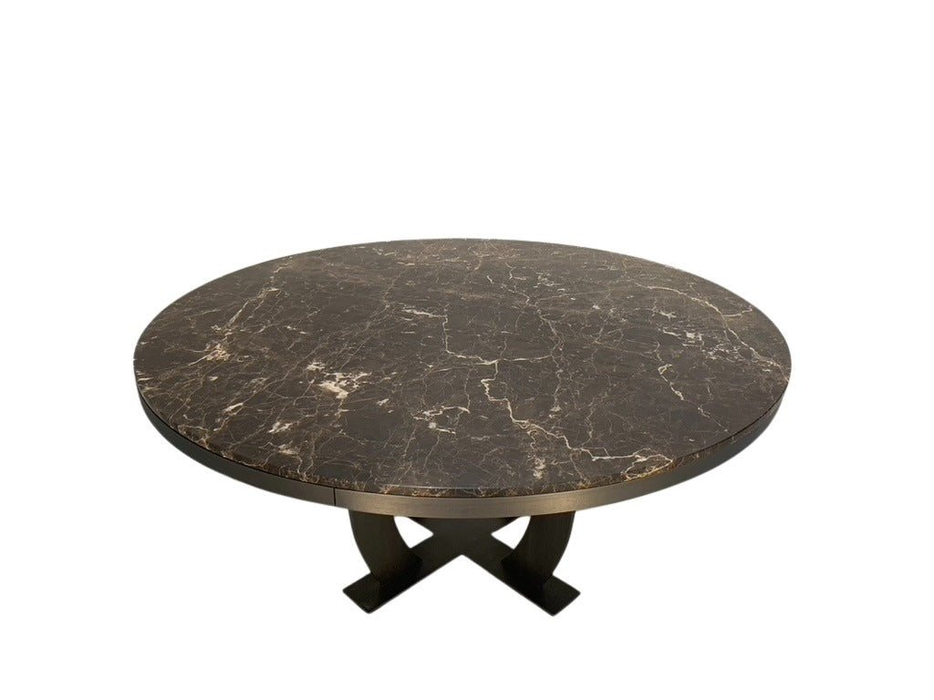 Baxter of Italy Gilbert Round Circular Dining Table - In Emperador Marble @ REHAUS
