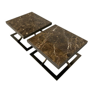 Baxter of Italy Paul Sofa Side Coffee Tables - In Emperador Marble, Set of 2 @ REHAUS