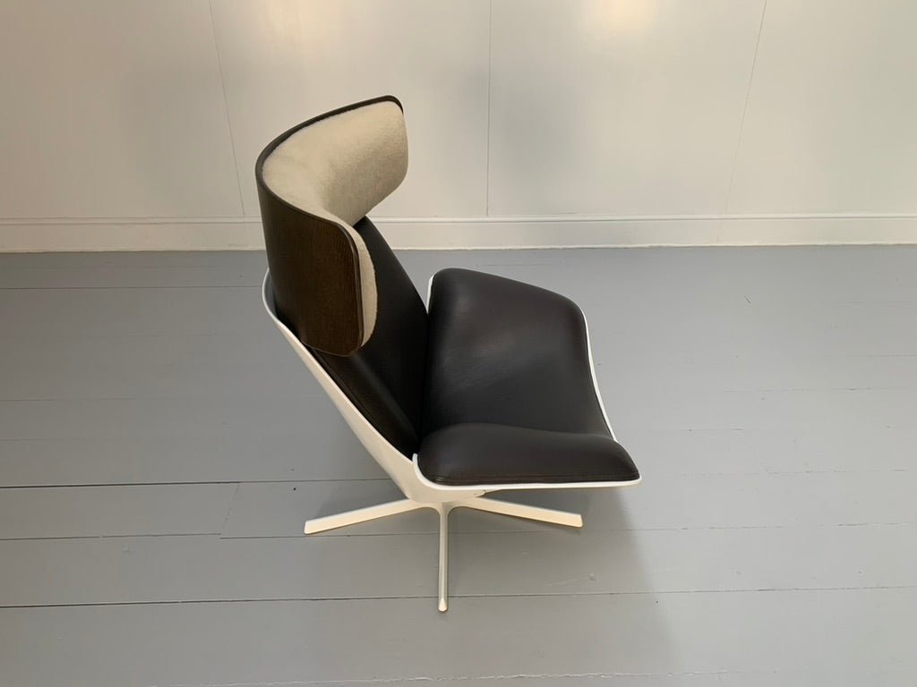 B&B Italia Almora Lounge Armchair & Footrest - In Merino & Grey Leather @ REHAUS