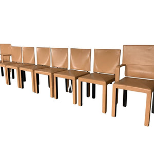 B&B Italia Arcadia Dining Chairs in Tan Gamma Leather, Set of 8 @ REHAUS