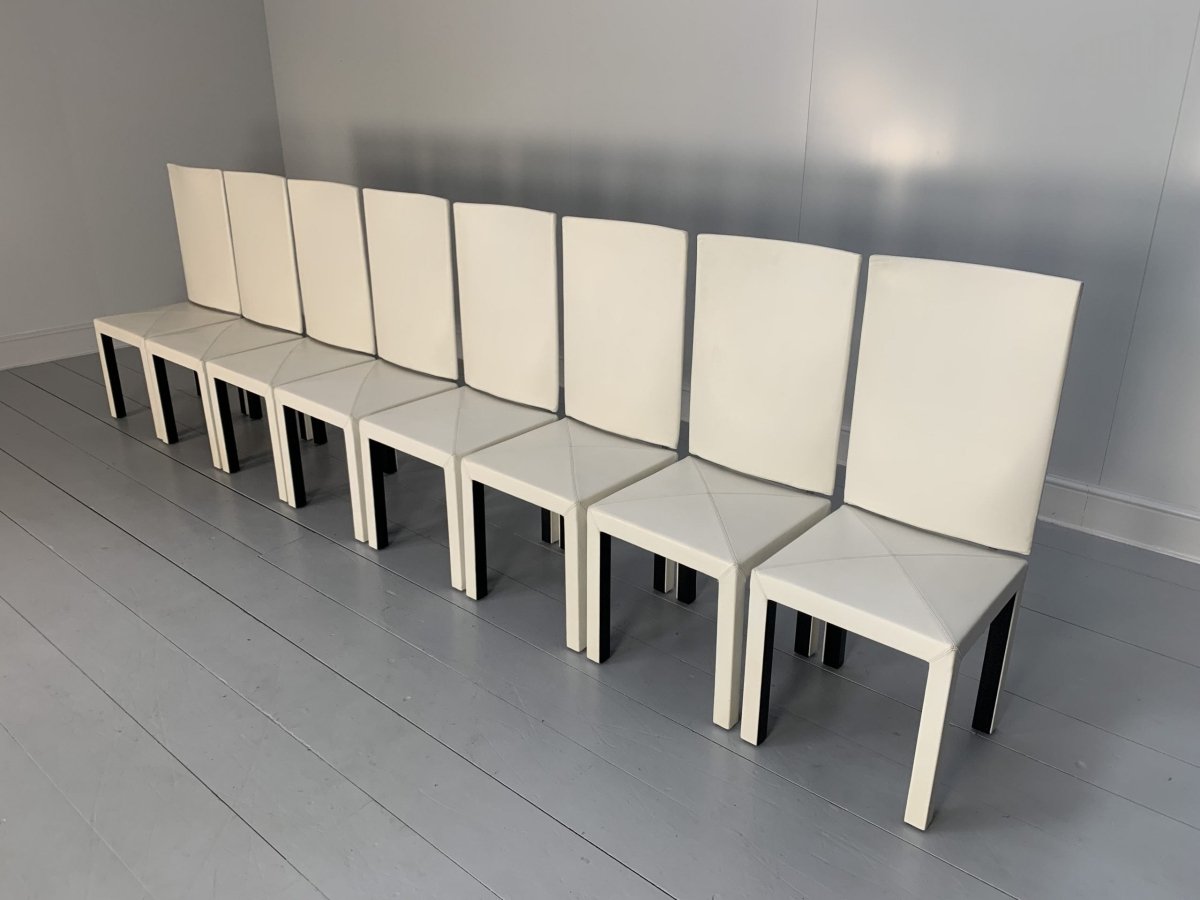 B&B Italia Arcadia Dining Chairs - in White Gamma Leather, Set of 8 @ REHAUS