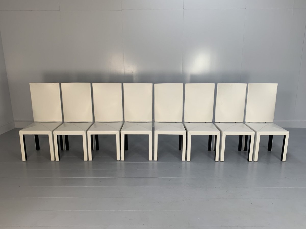 B&B Italia Arcadia Dining Chairs - in White Gamma Leather, Set of 8 @ REHAUS