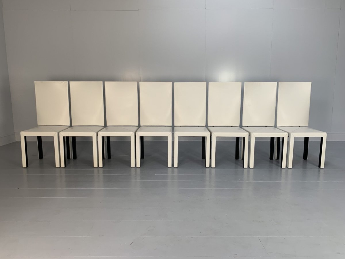 B&B Italia Arcadia Dining Chairs - in White Gamma Leather, Set of 8 @ REHAUS