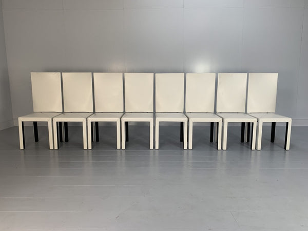 B&B Italia Arcadia Dining Chairs - in White Gamma Leather, Set of 8 @ REHAUS