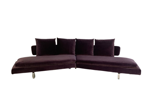 B&B Italia Arne A252C_1 4 - Seat Curved Sofa - In Purple Velvet @ REHAUS