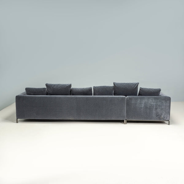 B&B Italia by Antonio Citterio Grey Ray Velvet Corner Sofa - REHAUS - Antonio Citterio