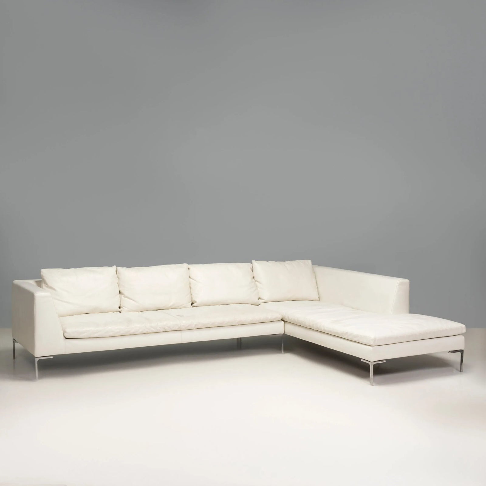 B&B Italia by Antonio Citterio Ivory Cream Leather Charles Corner Sofa - REHAUS - Antonio Citterio