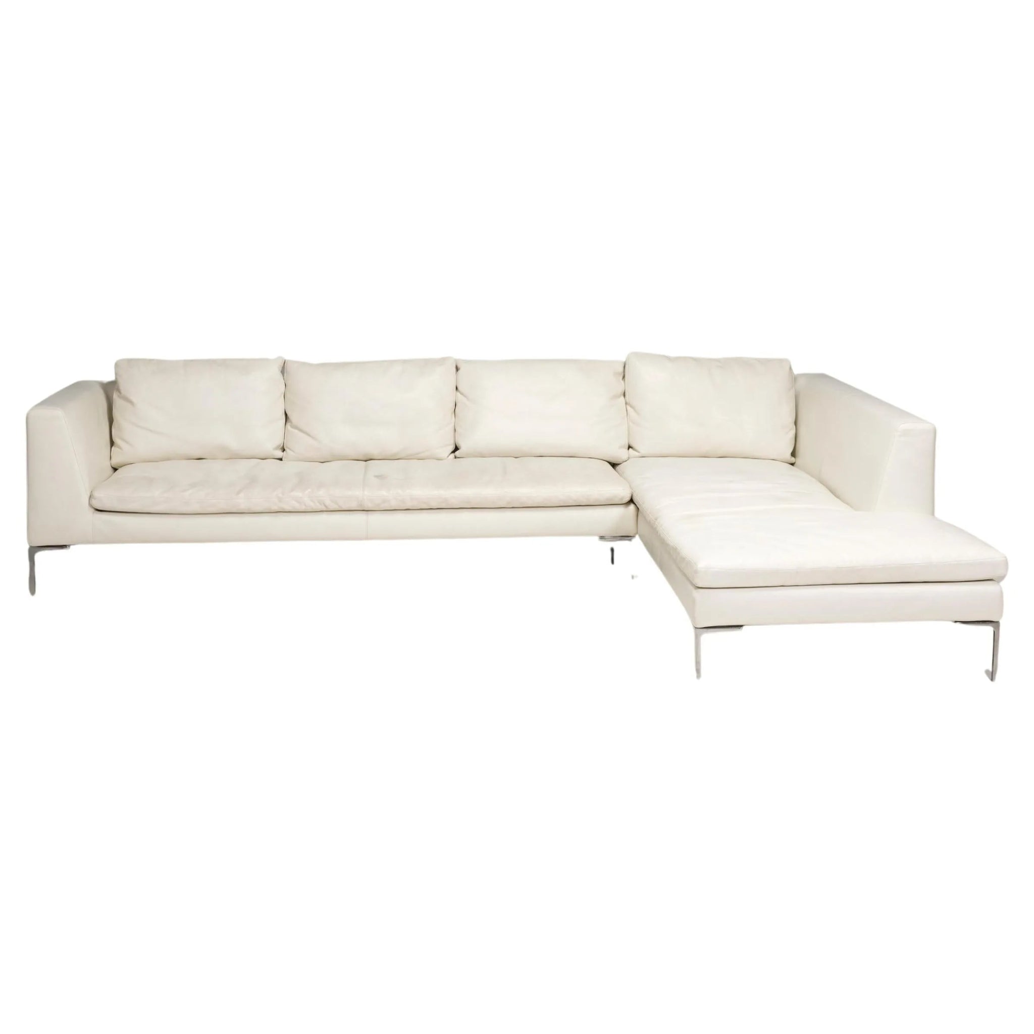 B&B Italia by Antonio Citterio Ivory Cream Leather Charles Corner Sofa - REHAUS - Antonio Citterio
