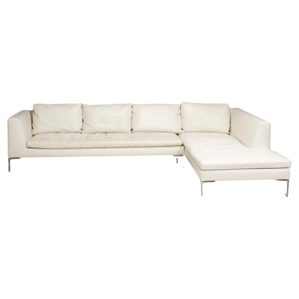 B&B Italia by Antonio Citterio Ivory Cream Leather Charles Corner Sofa - REHAUS - Antonio Citterio