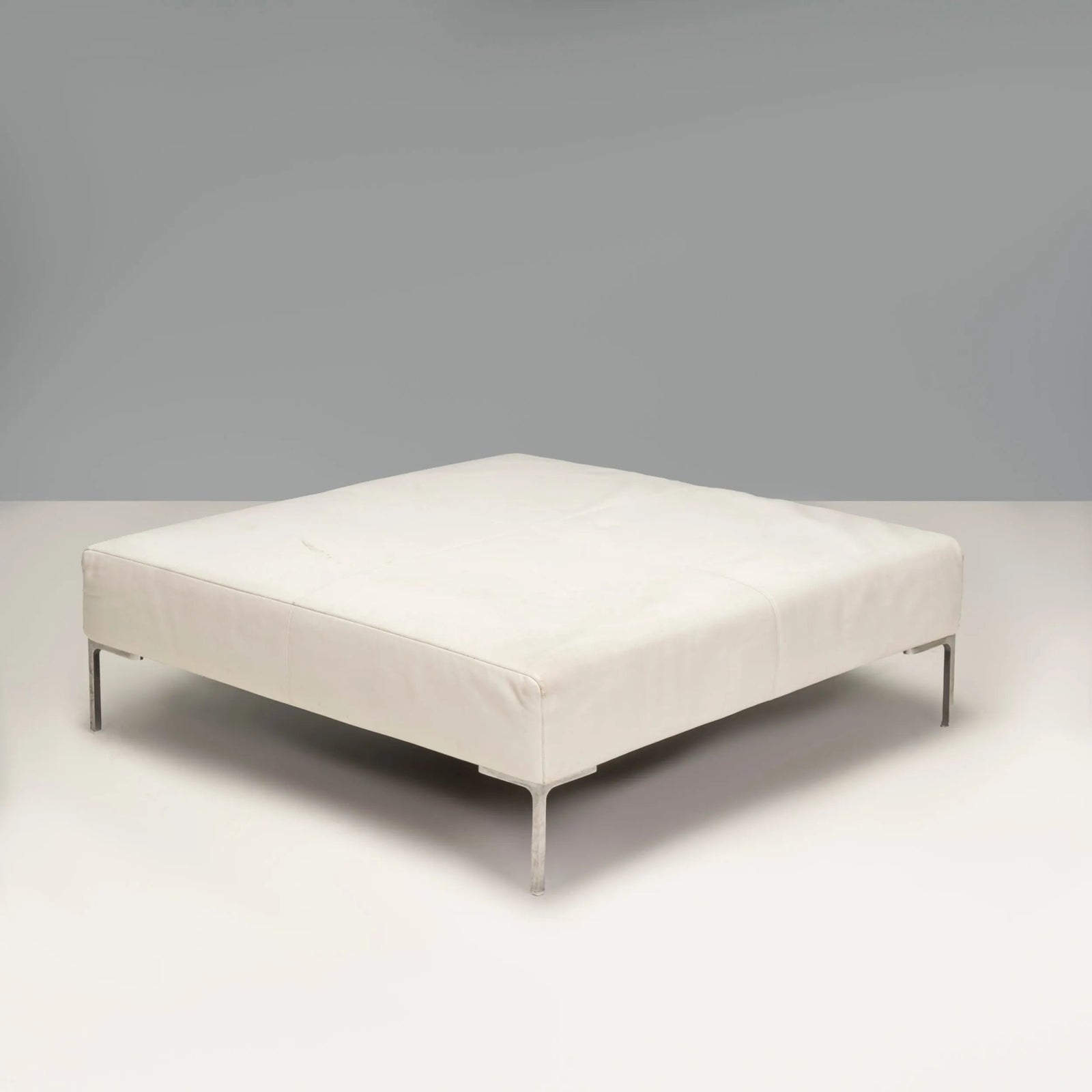 B&B Italia by Antonio Citterio Ivory Cream Leather Charles Square Ottoman - REHAUS - Antonio Citterio