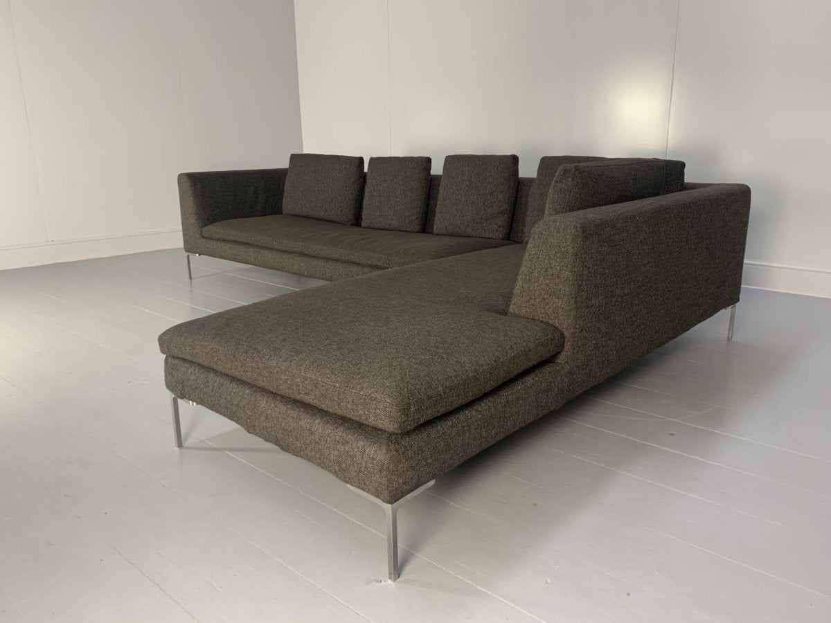 B&B Italia Charles L - Shape Sofa - In Dark Grey & Brown Fabric @ REHAUS