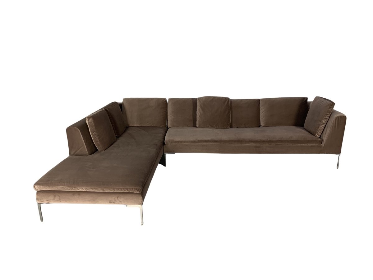 B&B Italia Charles Sofa - L - Shape Sectional - In Soft Pink Velvet @ REHAUS