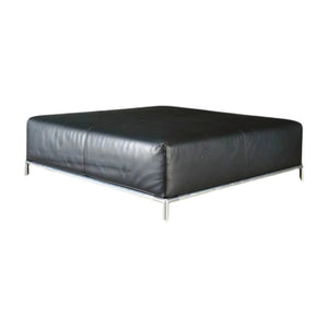 B&B Italia George Black Leather Ottoman by Antonio Citterio