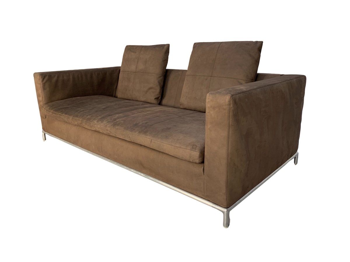 B&B Italia George Sofa - 2.5 - Seat Sofa in Brown Alcantara Suede @ REHAUS