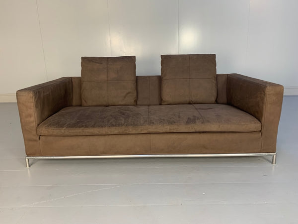B&B Italia George Sofa - 2.5 - Seat Sofa in Brown Alcantara Suede @ REHAUS
