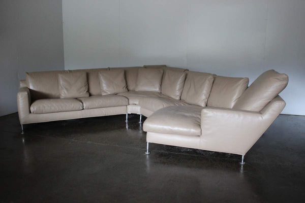 B&B Italia Harry 6 - Seat L - Shape Chaise - End Sofa & Ottoman In Pale - Brown Gamma Leather @ REHAUS