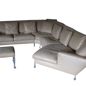 B&B Italia Harry 6 - Seat L - Shape Chaise - End Sofa & Ottoman In Pale - Brown Gamma Leather @ REHAUS
