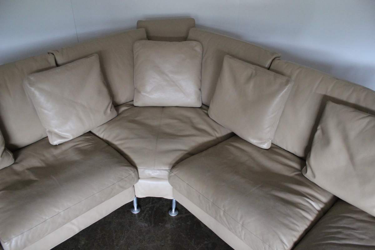 B&B Italia Harry 6 - Seat L - Shape Chaise - End Sofa & Ottoman In Pale - Brown Gamma Leather @ REHAUS