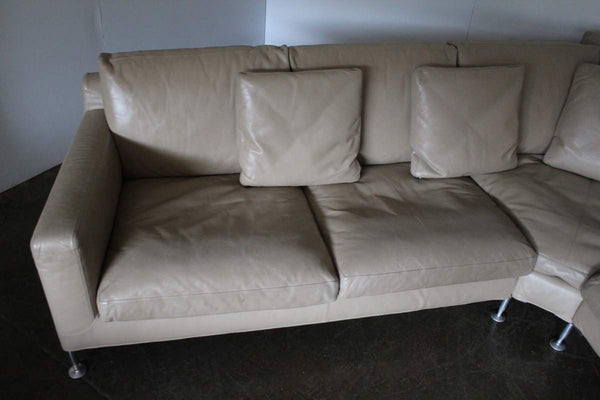 B&B Italia Harry 6 - Seat L - Shape Chaise - End Sofa & Ottoman In Pale - Brown Gamma Leather @ REHAUS