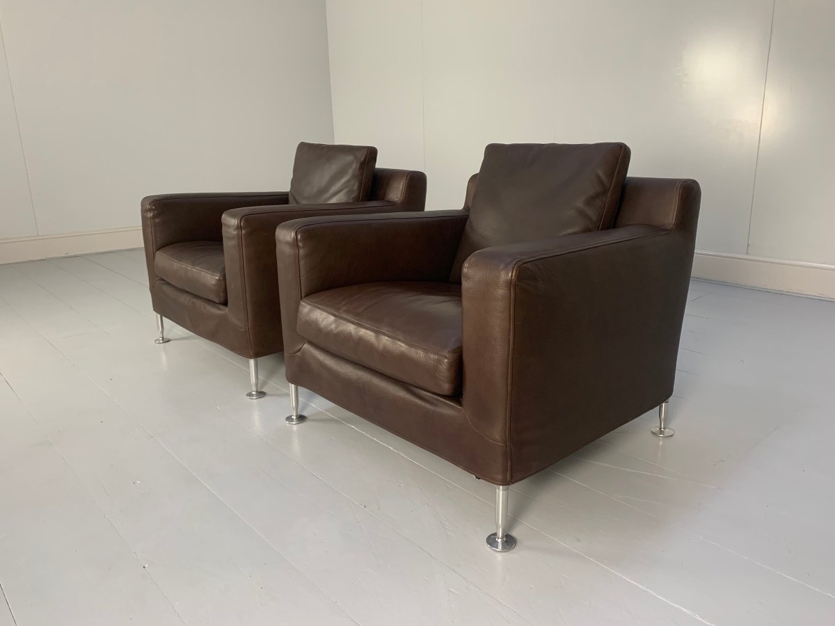 B&B Italia Harry H85 Armchairs - in Brown Gamma Leather, Set of 2 @ REHAUS