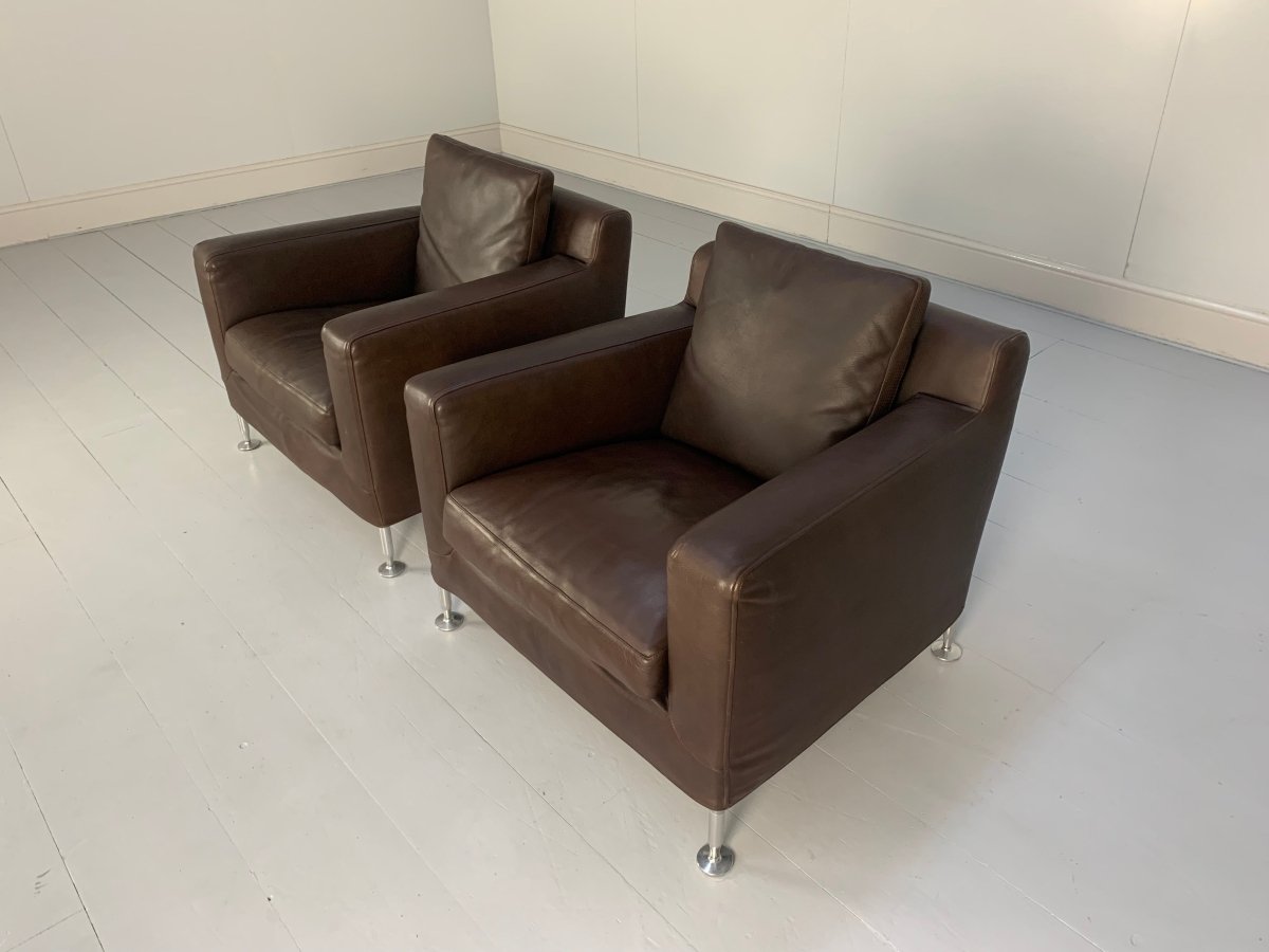 B&B Italia Harry H85 Armchairs - in Brown Gamma Leather, Set of 2 @ REHAUS
