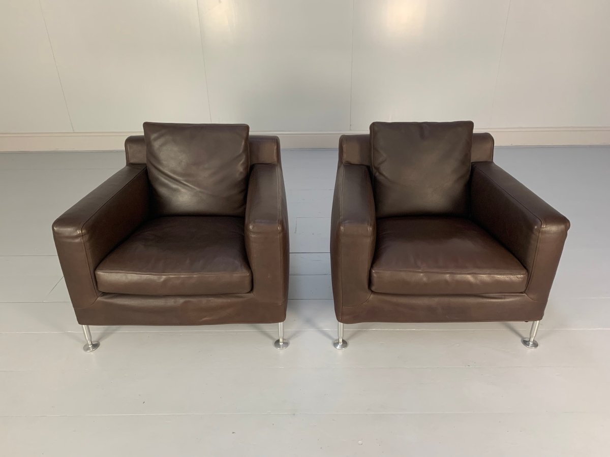 B&B Italia Harry H85 Armchairs - in Brown Gamma Leather, Set of 2 @ REHAUS
